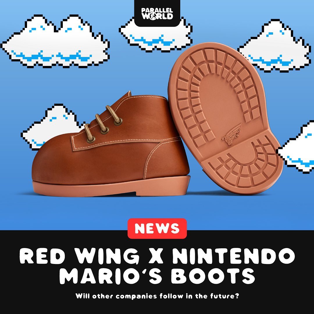 Red Wing Mario Boots are on display before the movie!