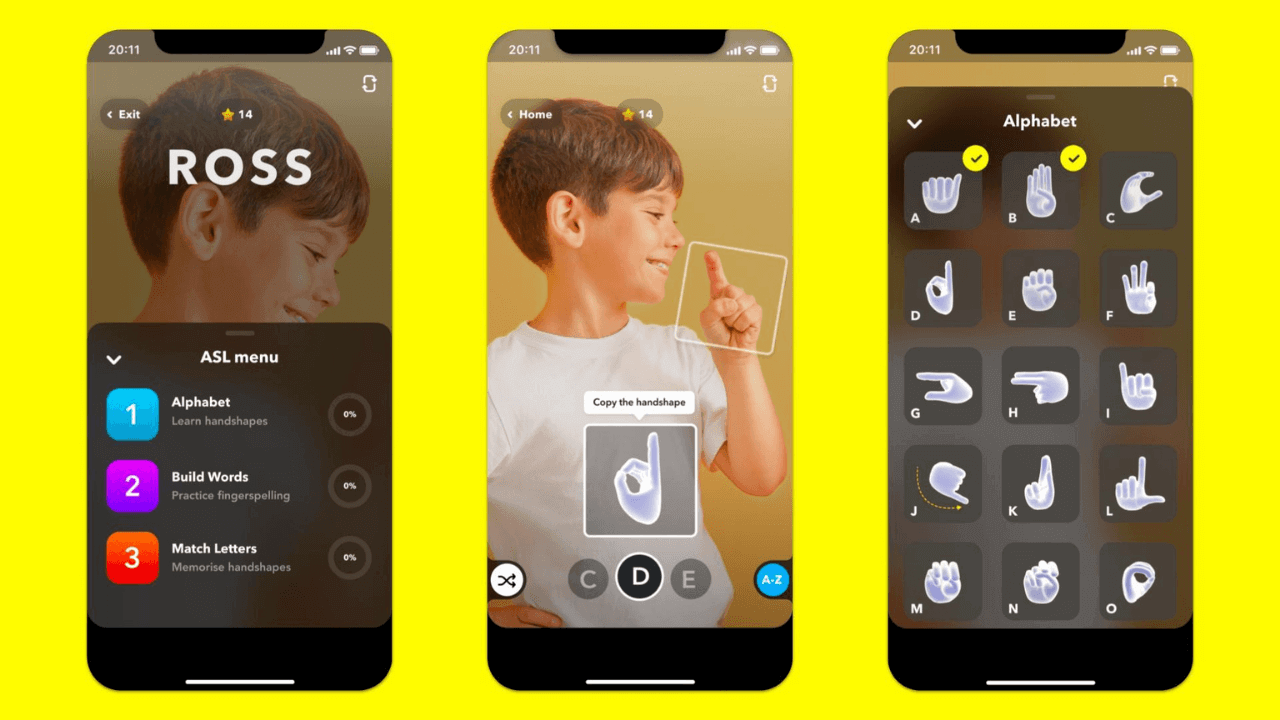 Snapchat Kullanıcılarına ASL (Amerikan İşaret Dili Alfabesi) Öğretecek