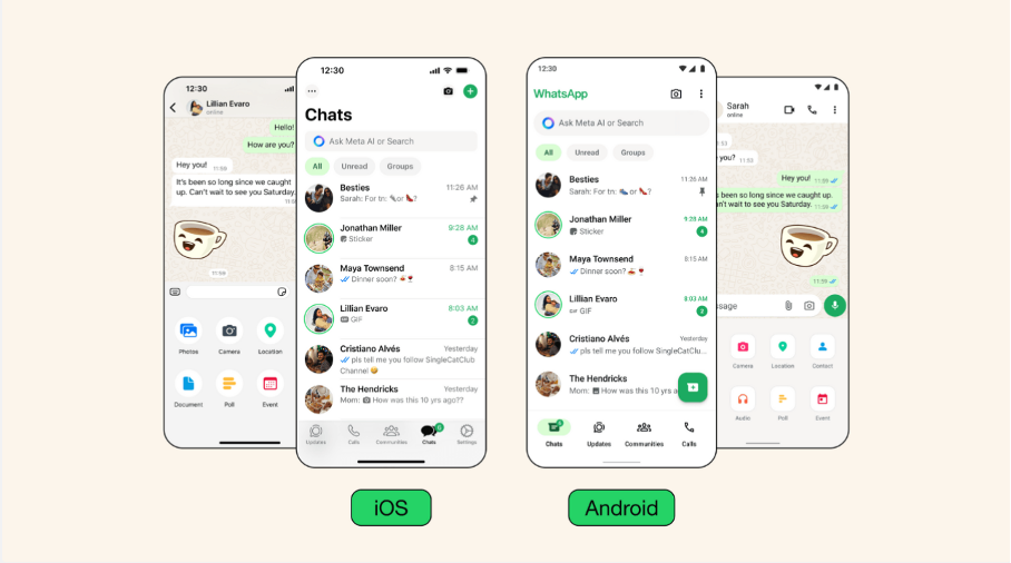 WhatsApp Changes Its iOS and Android Designs